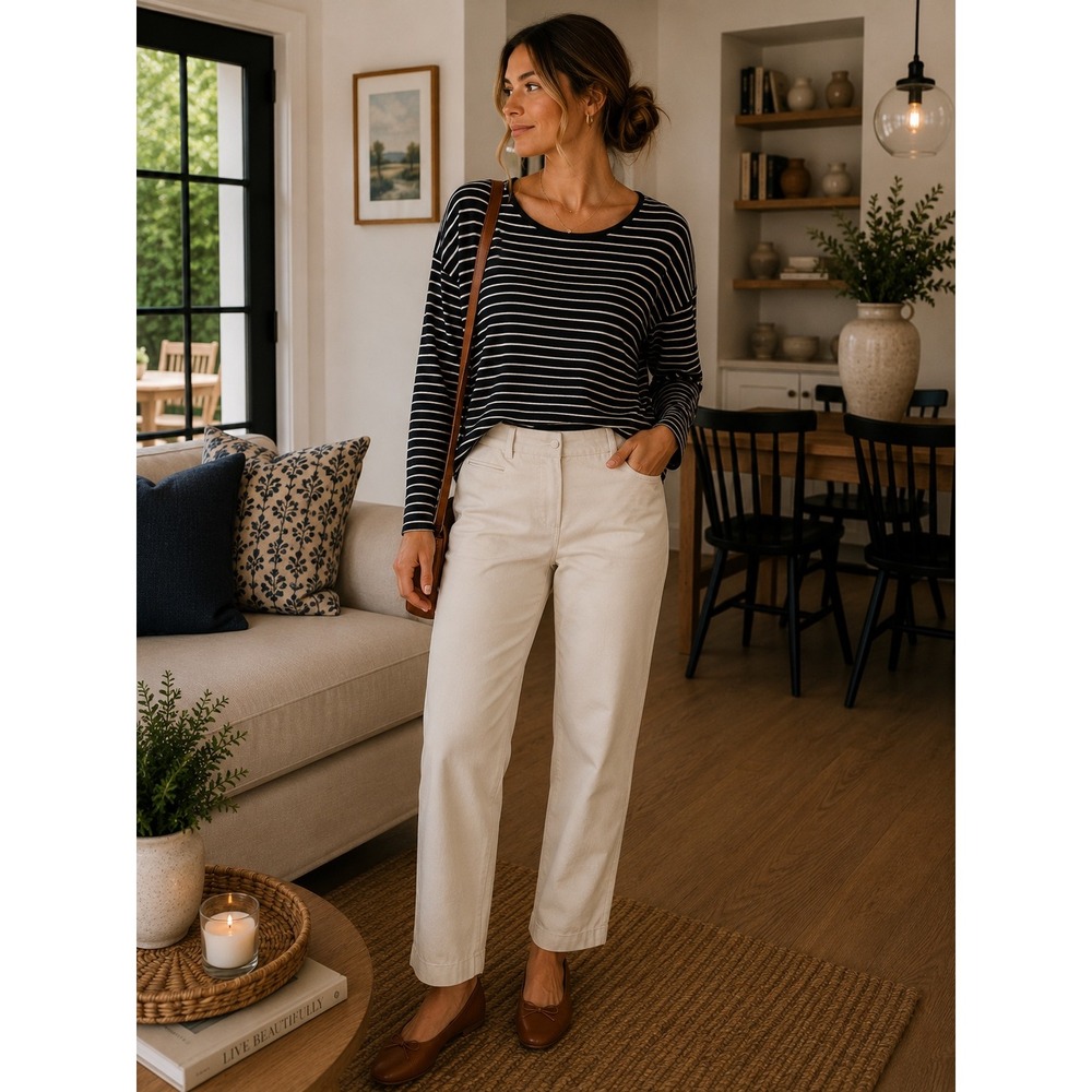 White House Black‎ Market Slim Ankle Pants Cream Off White Petites 00P Q62